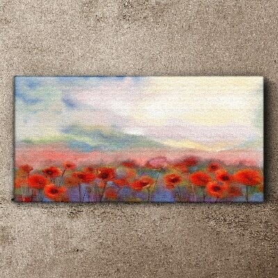 Floral landscape in pastel colors Print on canvas