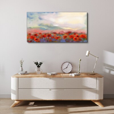 Floral landscape in pastel colors Print on canvas