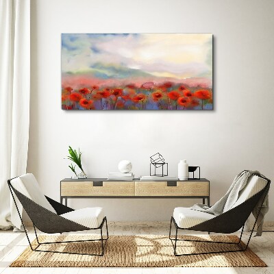 Floral landscape in pastel colors Print on canvas
