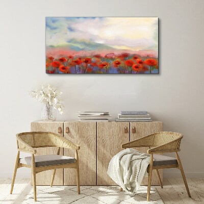 Floral landscape in pastel colors Print on canvas
