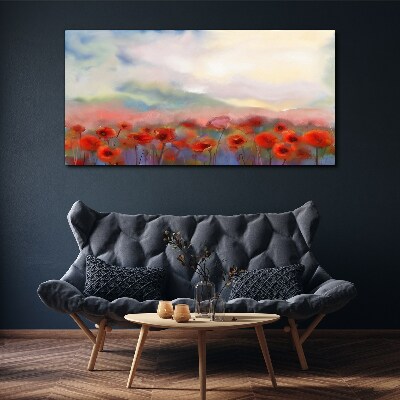 Floral landscape in pastel colors Print on canvas