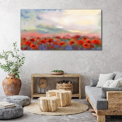 Floral landscape in pastel colors Print on canvas