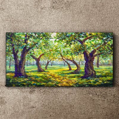Green grove in the sun's rays Canvas wall art