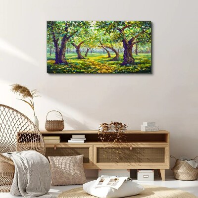 Green grove in the sun's rays Canvas wall art