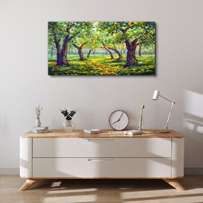Green grove in the sun's rays Canvas wall art