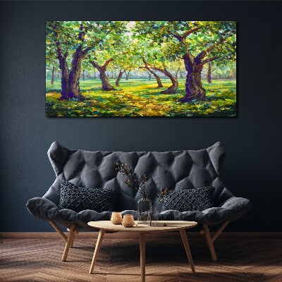 Green grove in the sun's rays Canvas wall art