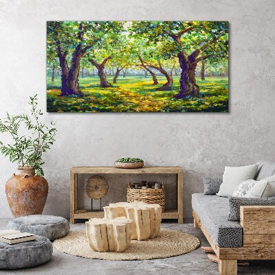 Green grove in the sun's rays Canvas wall art