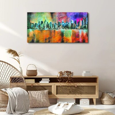 Colorful city skyline landscape Print on canvas