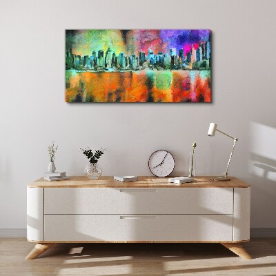 Colorful city skyline landscape Print on canvas