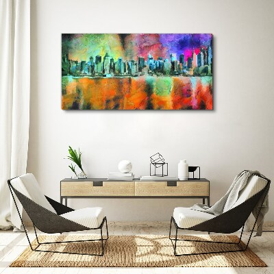 Colorful city skyline landscape Print on canvas
