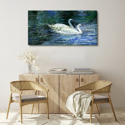 Lake swans water birds Canvas Wall art