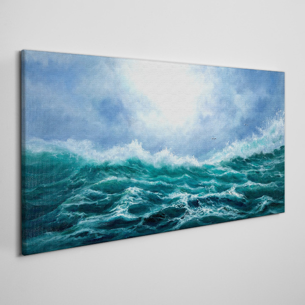 Stormy sea in shades of blue Canvas wall art