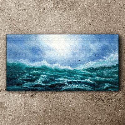 Stormy sea in shades of blue Canvas wall art