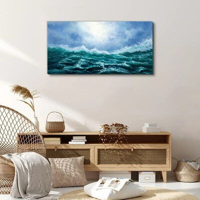 Stormy sea in shades of blue Canvas wall art
