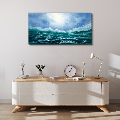 Stormy sea in shades of blue Canvas wall art