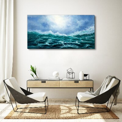 Stormy sea in shades of blue Canvas wall art