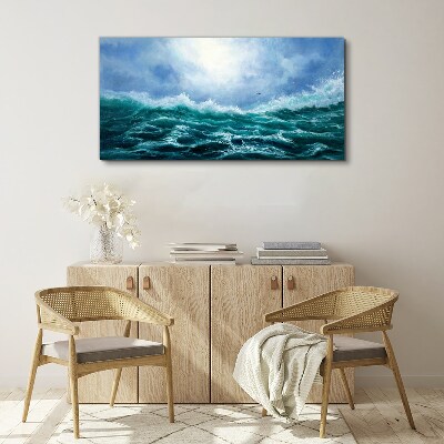 Stormy sea in shades of blue Canvas wall art