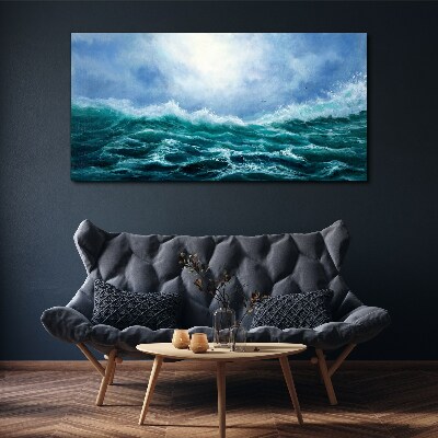 Stormy sea in shades of blue Canvas wall art