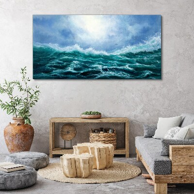 Stormy sea in shades of blue Canvas wall art