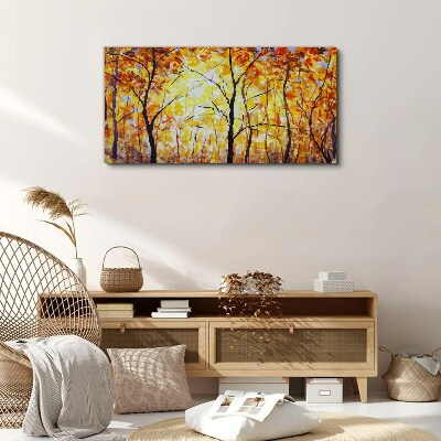 Golden autumn in the forest Print on canvas