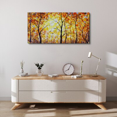 Golden autumn in the forest Print on canvas