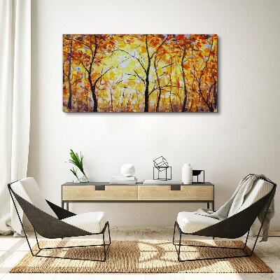 Golden autumn in the forest Print on canvas