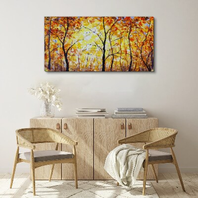 Golden autumn in the forest Print on canvas