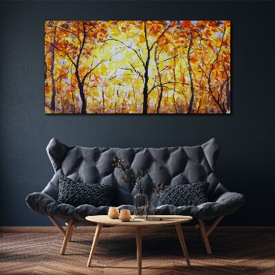 Golden autumn in the forest Print on canvas