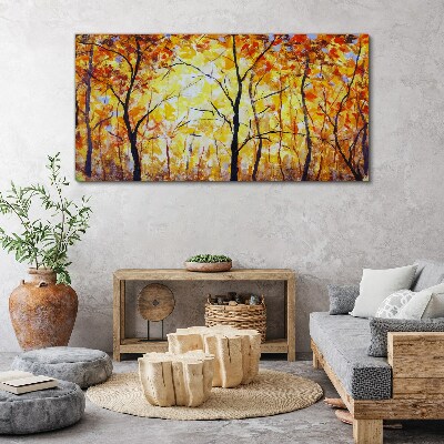 Golden autumn in the forest Print on canvas