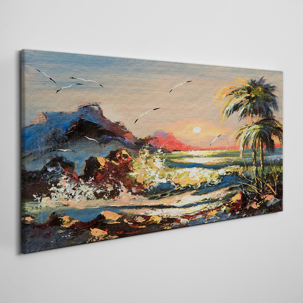 Tropical sunset over the sea Canvas wall art