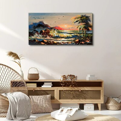Tropical sunset over the sea Canvas wall art