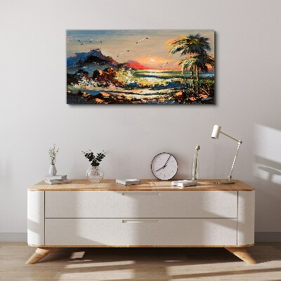 Tropical sunset over the sea Canvas wall art