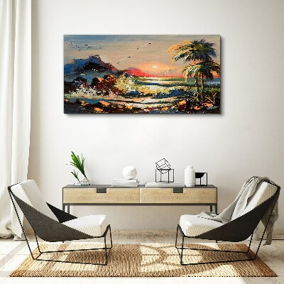 Tropical sunset over the sea Canvas wall art
