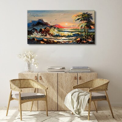 Tropical sunset over the sea Canvas wall art