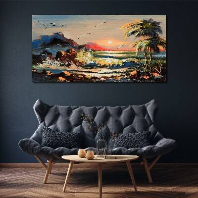Tropical sunset over the sea Canvas wall art