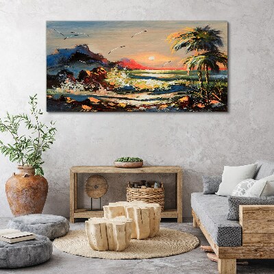 Tropical sunset over the sea Canvas wall art