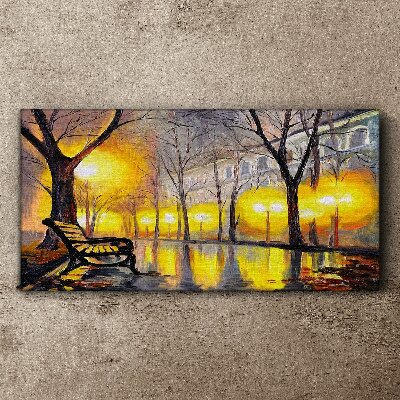 Golden lights in the park Print on canvas