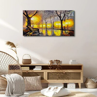 Golden lights in the park Print on canvas
