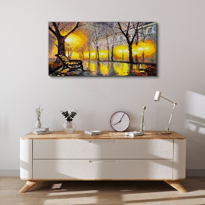 Golden lights in the park Print on canvas