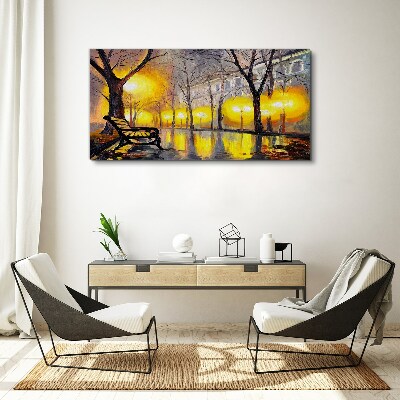 Golden lights in the park Print on canvas