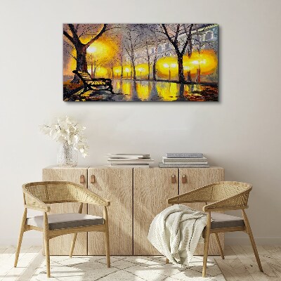 Golden lights in the park Print on canvas