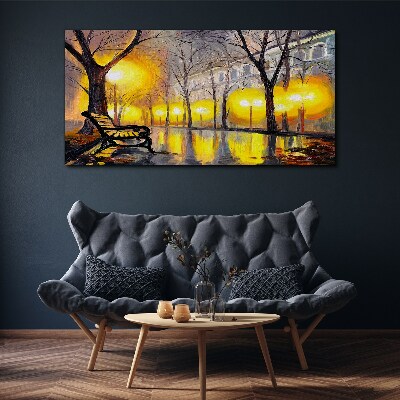 Golden lights in the park Print on canvas