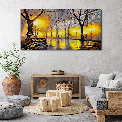 Golden lights in the park Print on canvas