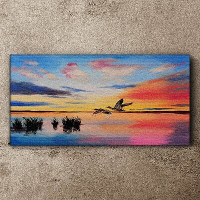 Sunset over the lake Canvas wall art