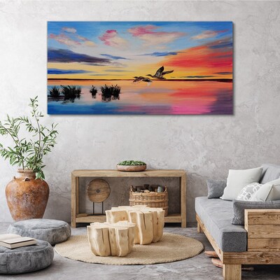 Sunset over the lake Canvas wall art