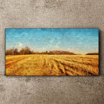 Golden fields under blue sky Print on canvas