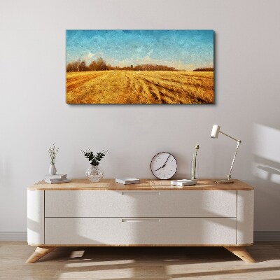 Village forest field sky Canvas Wall art