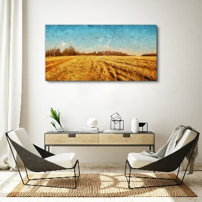 Village forest field sky Canvas Wall art