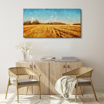 Village forest field sky Canvas Wall art