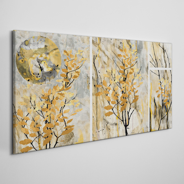 Golden leaves in the moonlight Canvas wall art